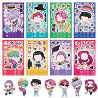 8Sheets Children DIY Puzzle Sticker Games K-POP DEMON HUNTERS Make A Face Funny Assemble Jigsaw Stickers Kids Educational Toys