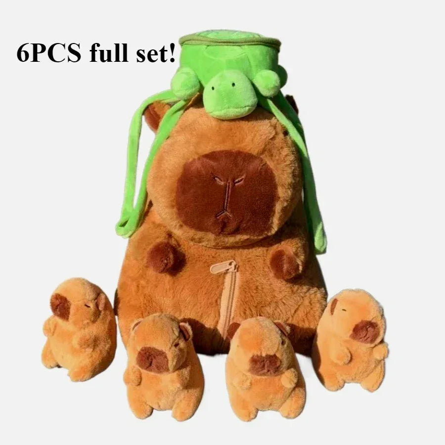 Capybara Plush Toy Set – Mommy with 4 Little Capibara Plush Dolls - BIG FRENCHIES