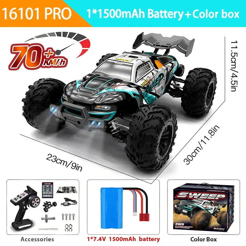 1:16 4WD RC Car 70KM/H High-Speed Drift Remote Control Truck - BIG FRENCHIES