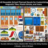 School: Reusable Decals for Customizing Magnetic Tiles, Plastic Bricks, and more - BIG FRENCHIES