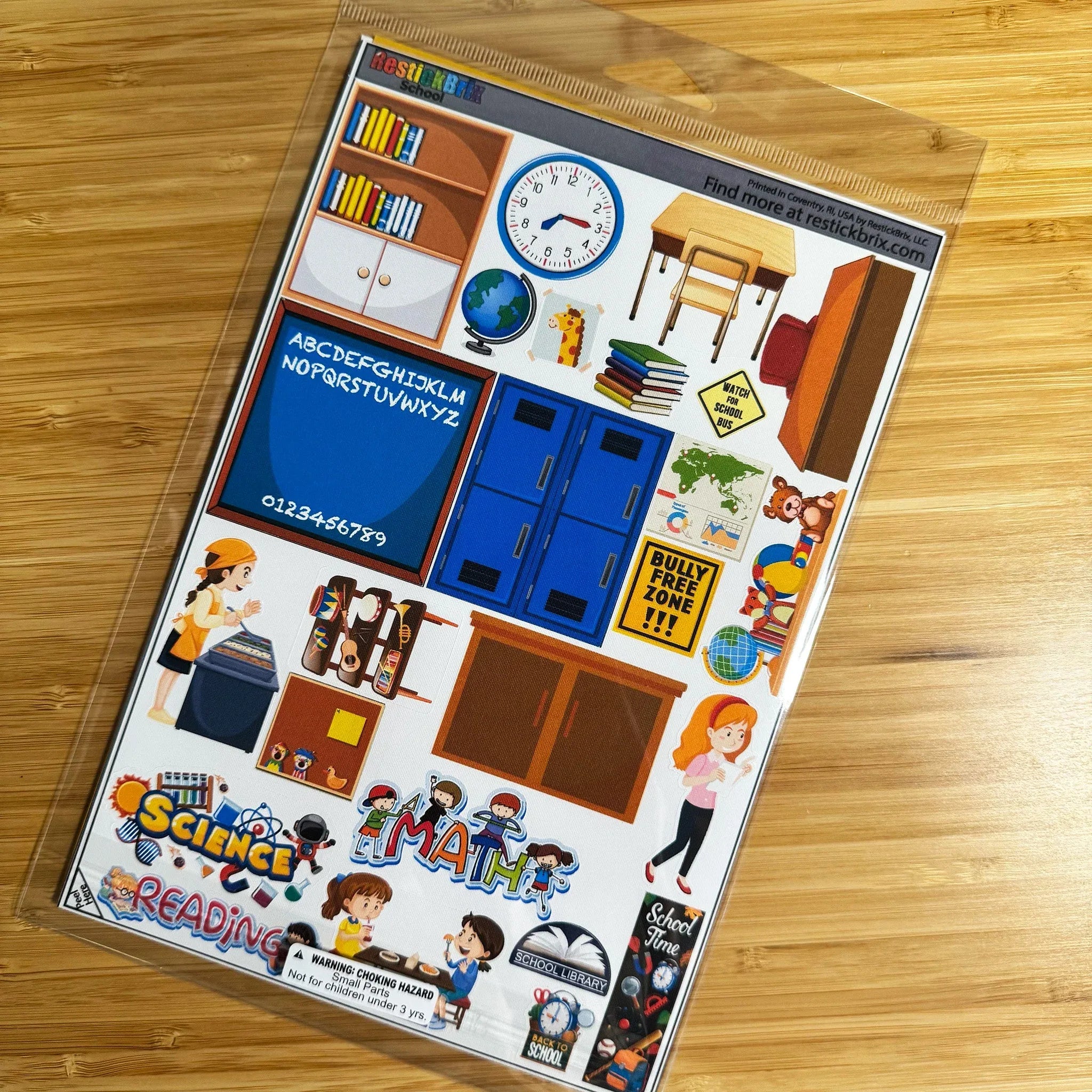 School: Reusable Decals for Customizing Magnetic Tiles, Plastic Bricks, and more - BIG FRENCHIES