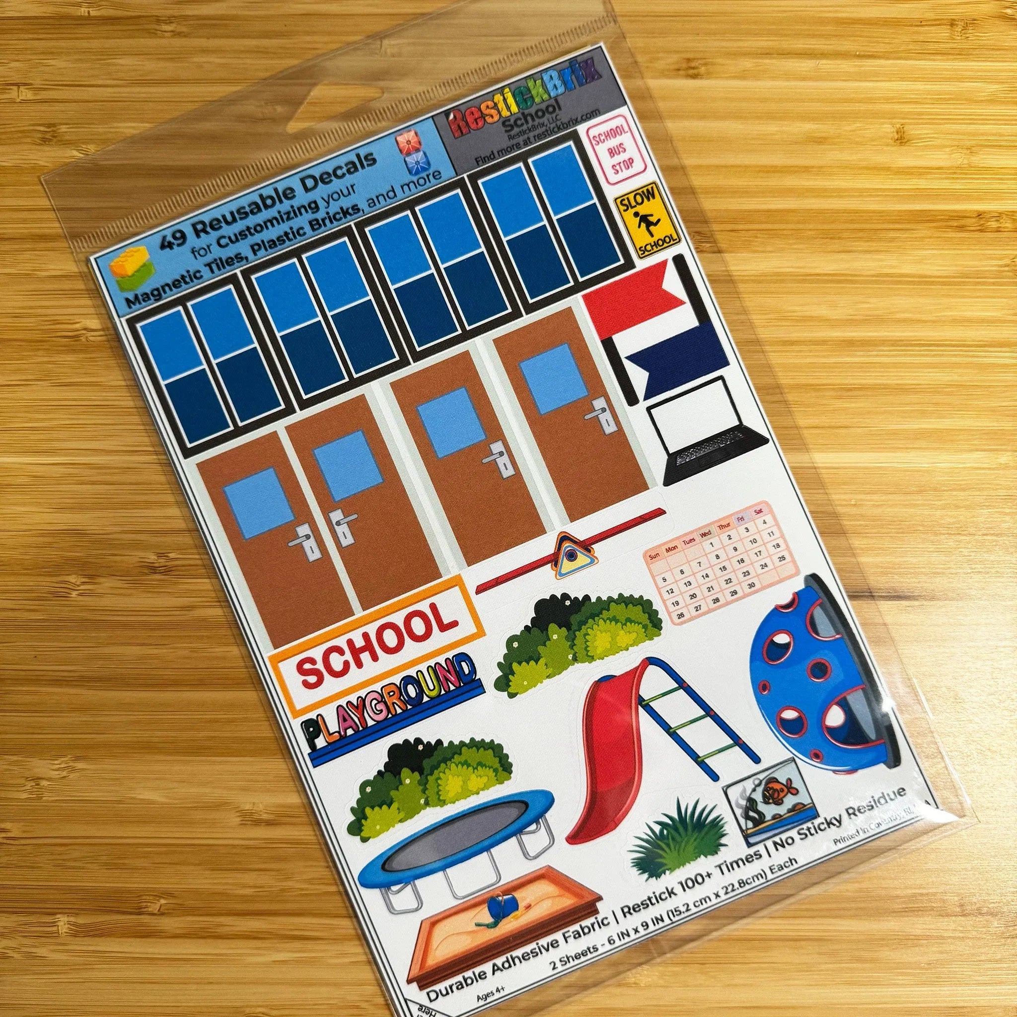 School: Reusable Decals for Customizing Magnetic Tiles, Plastic Bricks, and more - BIG FRENCHIES