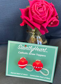 Catholic Straw Toppers: Holy Hearts (a 2 pack!) - BIG FRENCHIES