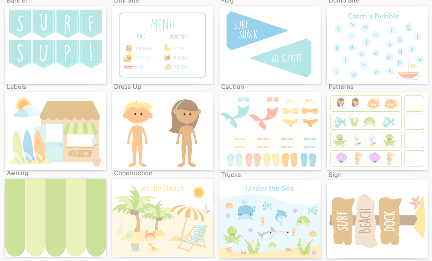 Surf Shack Printable Dramatic Play