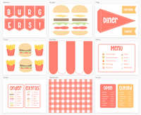 Burger Diner Dramatic Play Printable Kit