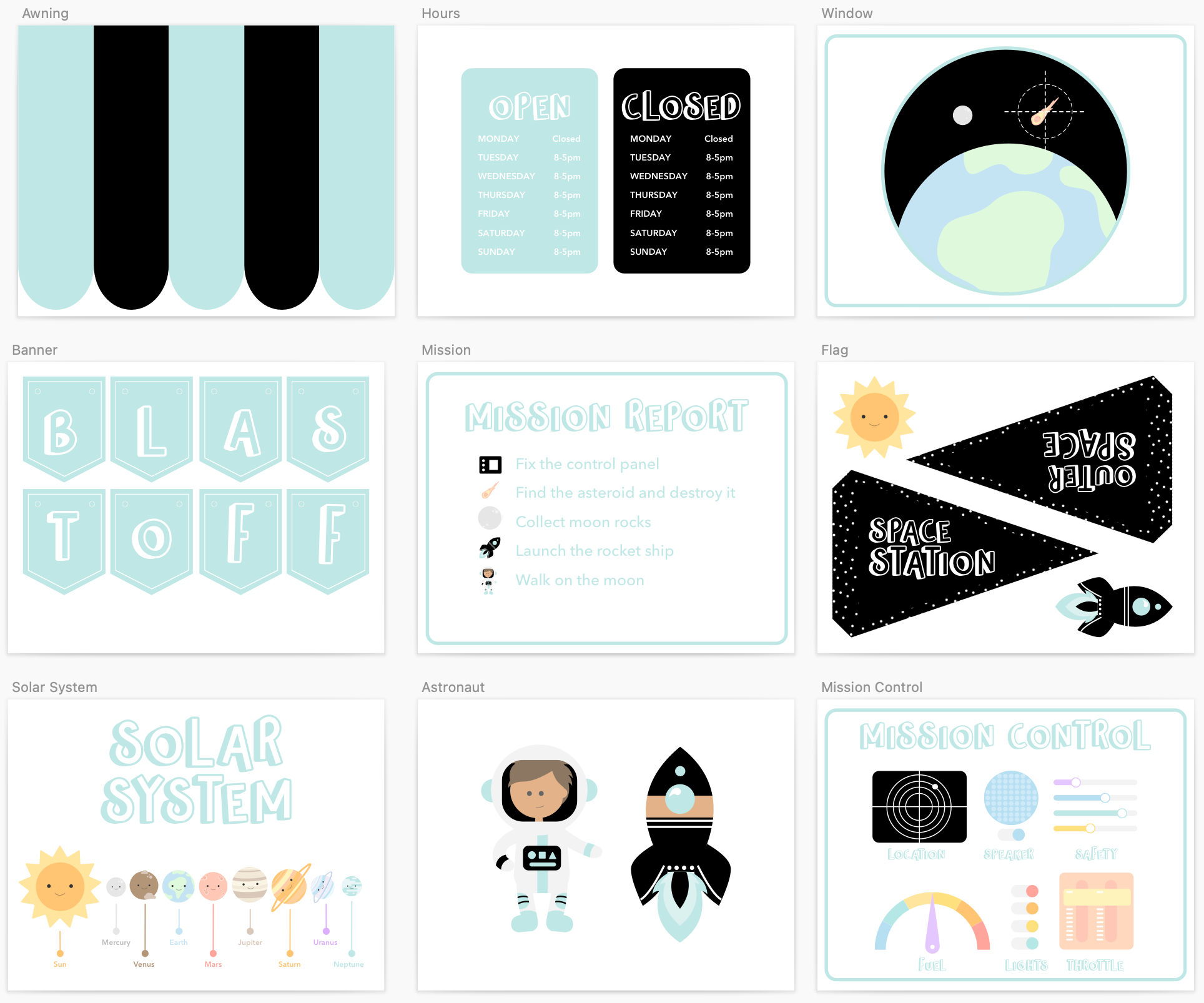 Space Station Printable Dramatic Play Kit