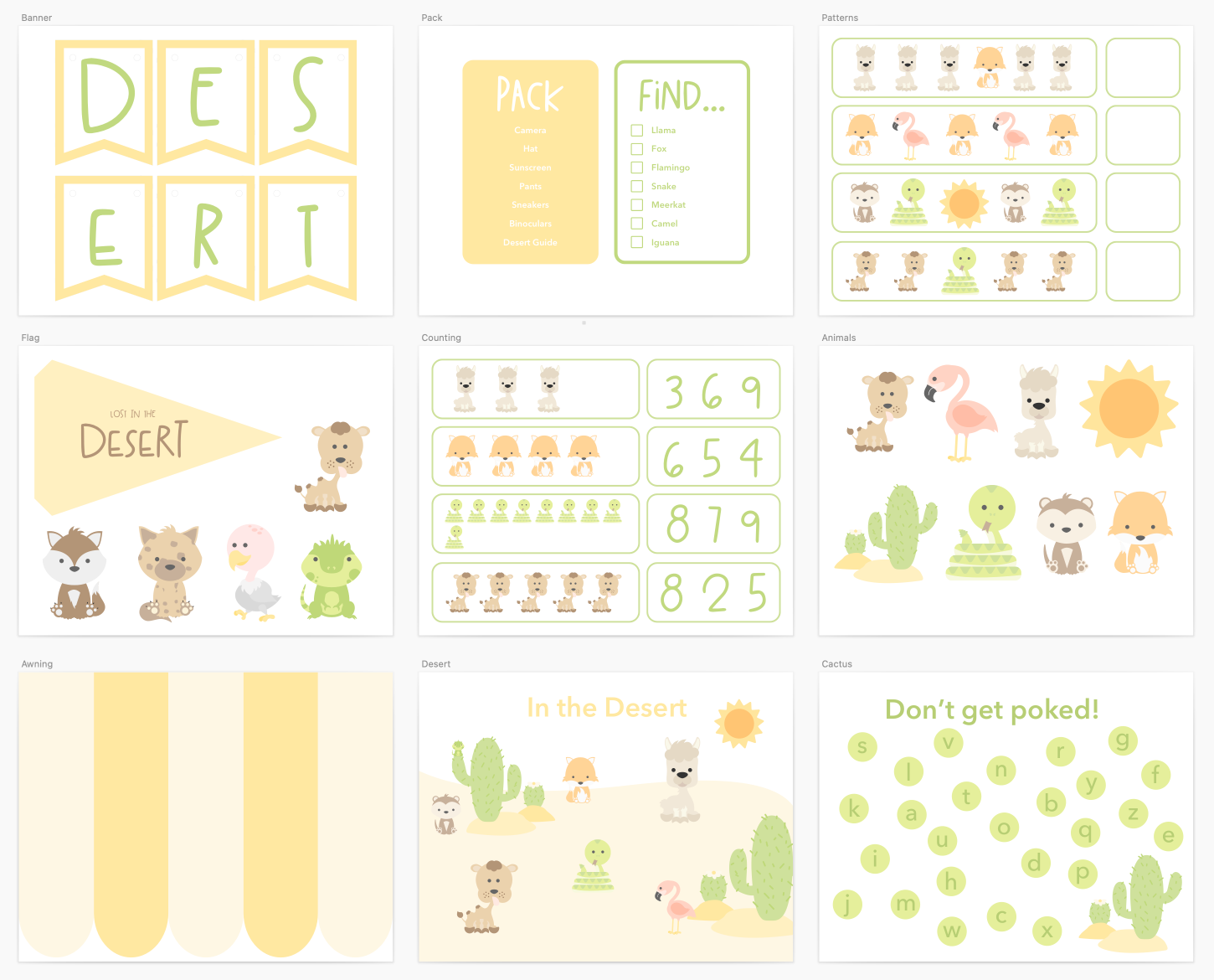 Desert Animals Printable Dramatic Play Kit