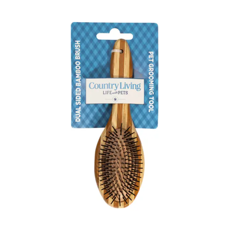 Country Living Dual-Sided Natural Wood Dog Brush - Ergonomic, Durable & Versatile - BIG FRENCHIES