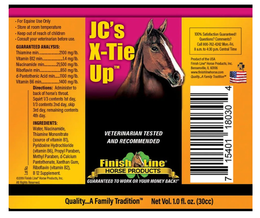 Finish Line JC's X-Tie-Up Equine Oral Syringe Supplement 30 cc