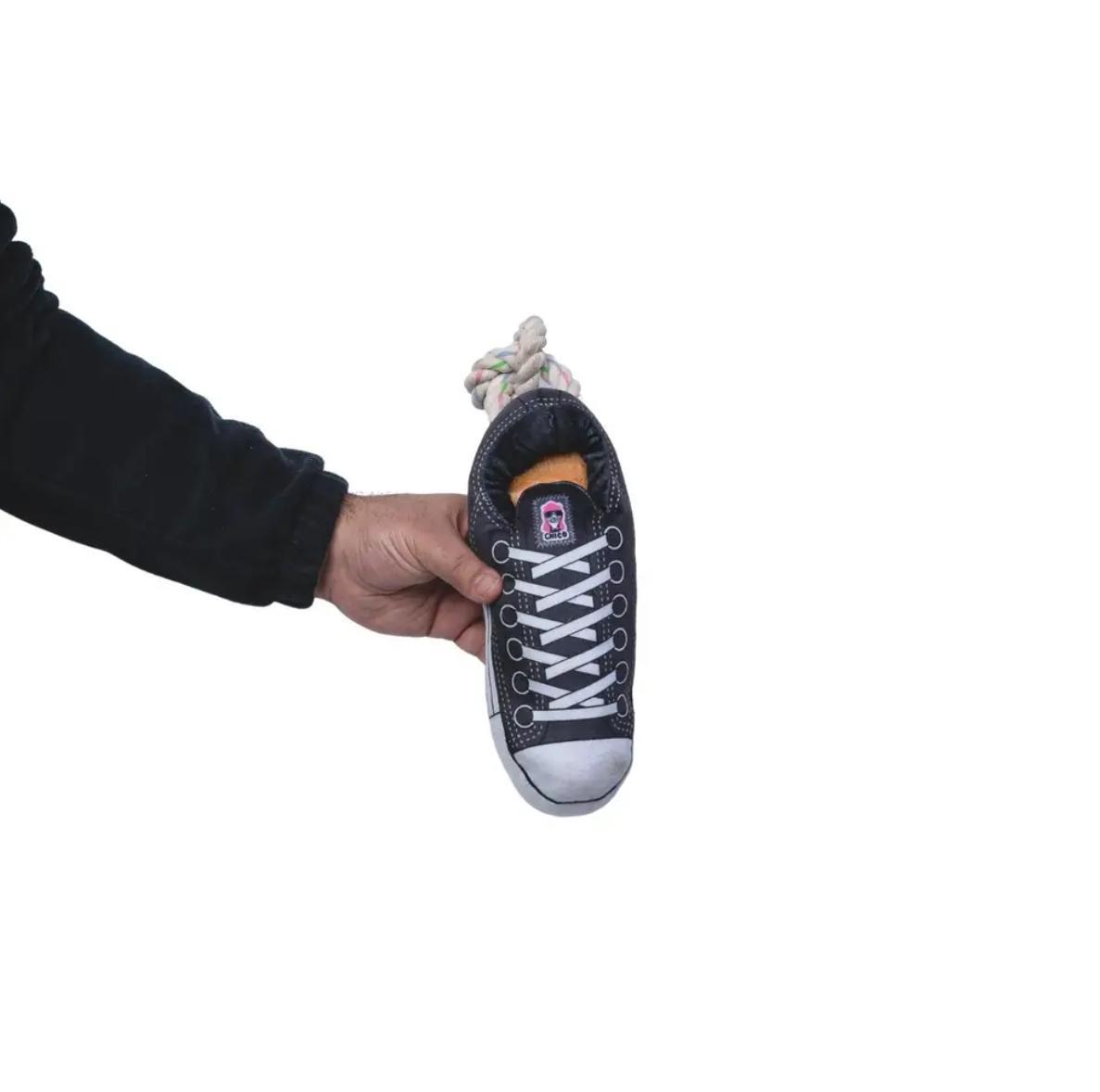 Squeaky Comfort Plush Sneaker Dog Toy – with Treat Compartment, Safe & Durable – Black - BIG FRENCHIES