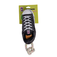Squeaky Comfort Plush Sneaker Dog Toy – with Treat Compartment, Safe & Durable – Black - BIG FRENCHIES