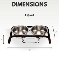 Country Living Rustic Dog Bone Elevated Feeder with 2 Stainless Steel Bowls - BIG FRENCHIES