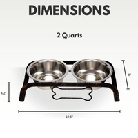 Country Living Rustic Dog Bone Elevated Feeder with 2 Stainless Steel Bowls - BIG FRENCHIES
