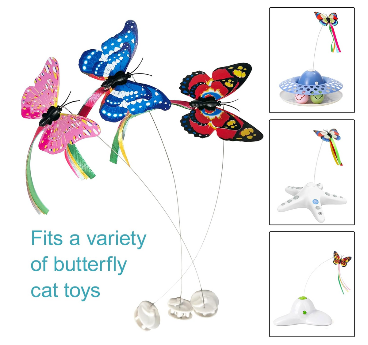 Caroline's Cats Fluttering Butterfly Cat Toy Refill, Replacement Butterflies, Fits All for Paws, Potaroma, Other Brands-Pet Toys-BIG FRENCHIES-Caroline's Cats