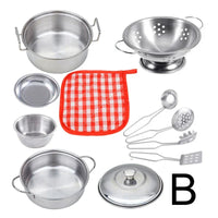 Stainless Steel Kids Kitchen Cookware Set – Pretend Play Cooking Toy - BIG FRENCHIES