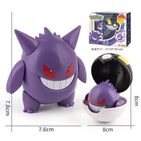 Pokemon Pokeball Anime Figures Toys, Pikachu Gengar Dragonite Snorlax Lapras Pocket Pokeball Toys