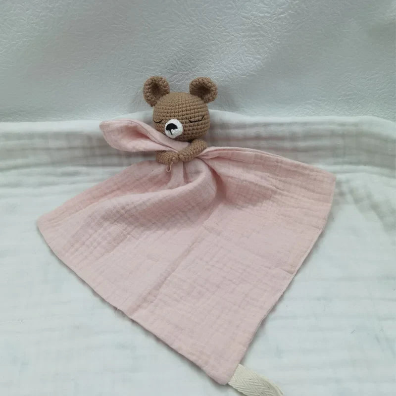 Baby Bib with Sleeping Animals Rattle