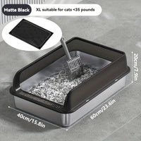 KEMORELA Stainless Steel Cat Litter Box with Lid | Enclosed High-Sided