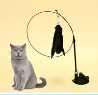Interactive Cat Teaser Stick with Natural Feathers & Suction Cup - BIG FRENCHIES