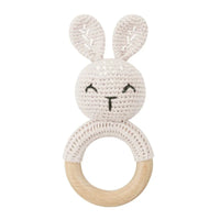 BPA Free Baby Wooden Teether Crochet Rattle Toy for Newborns