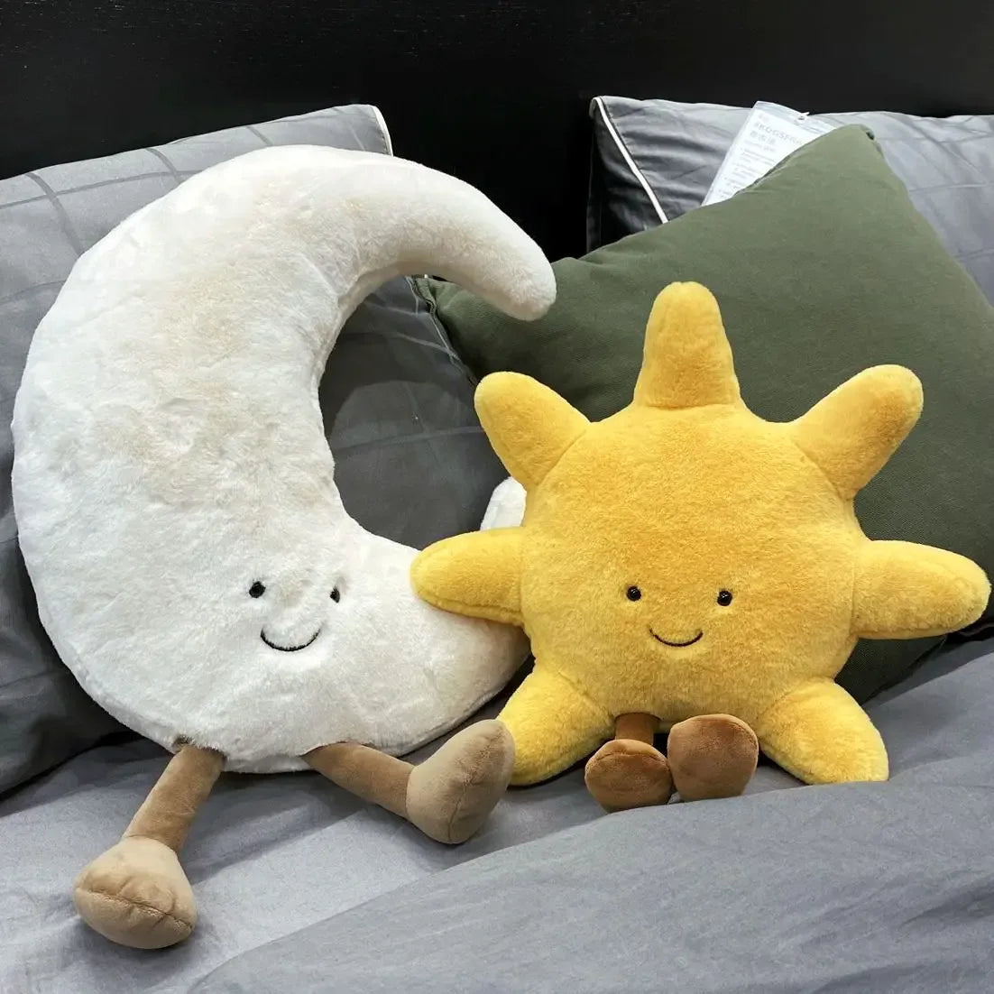 Smile Face Sun & Moon Plush Toy – Cute Cartoon Weather Pillow - BIG FRENCHIES