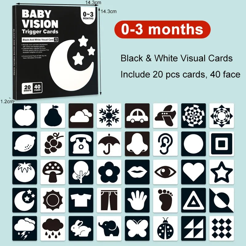 Baby Montessori Flash Cards – Black & White Visual Stimulation Toy - BIG FRENCHIES