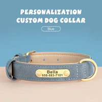 Personalized PU Leather Dog Collar with Custom Engraved ID Tag - BIG FRENCHIES