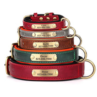 Personalized PU Leather Dog Collar with Custom Engraved ID Tag - BIG FRENCHIES