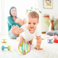 Wooden Rain Drum Baby Rattle Silicone Teether Toy