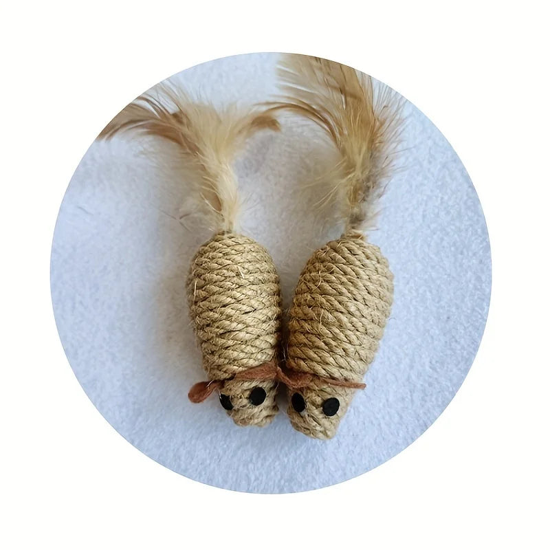 Sisal Mouse Cat Toy – Bite-Resistant Interactive Plush (1/4pcs) - BIG FRENCHIES