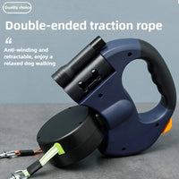 Premium 3M Retractable Double Dog Leash – Reflective 360° Swivel No-Tangle Lead with LED Lights for Small Dogs - BIG FRENCHIES