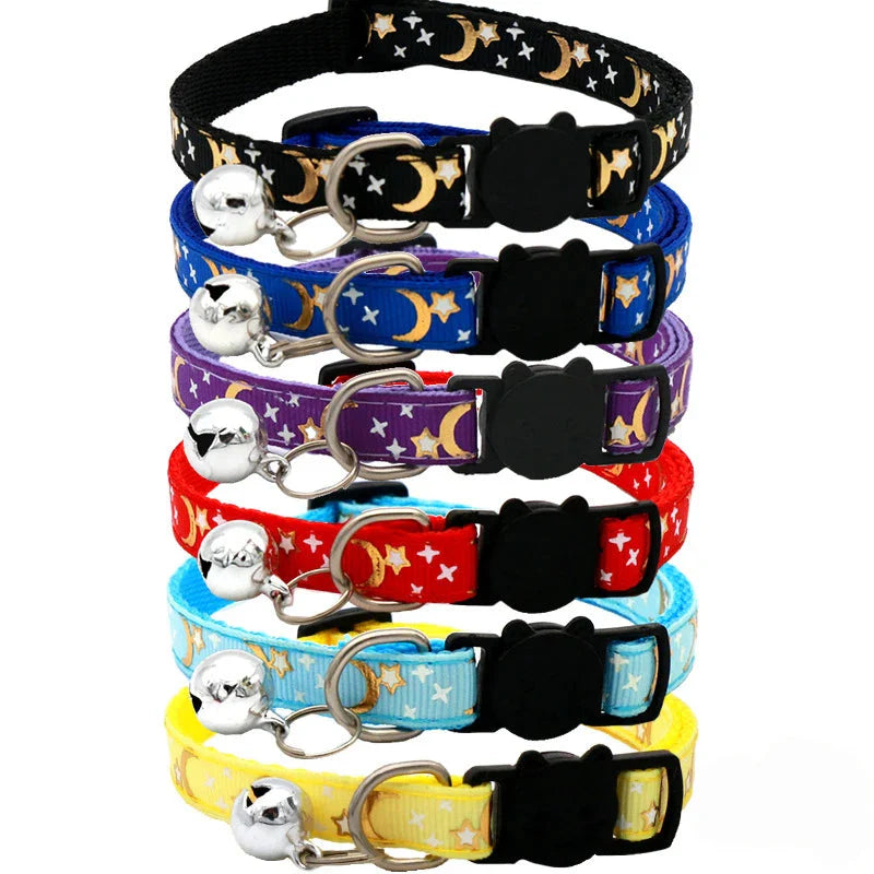Cat Collar with Bell – Adjustable Star & Moon Pet Necklace-Pet Collars & Leashes-BIG FRENCHIES-Econic Blanks