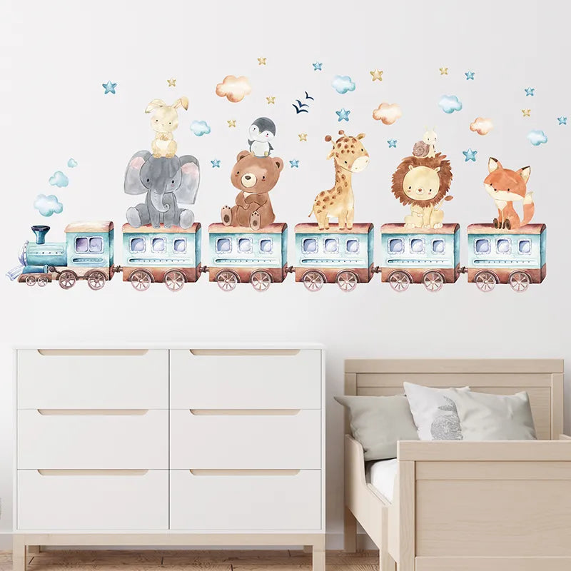 Watercolor Cartoon Animals Wall Stickers