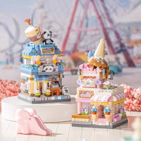 NEW Panda Pet Coffee Ice Cream Flower Shop Store Street View Food House Building Blocks Kit Girls Bricks Model Kids Toy Children