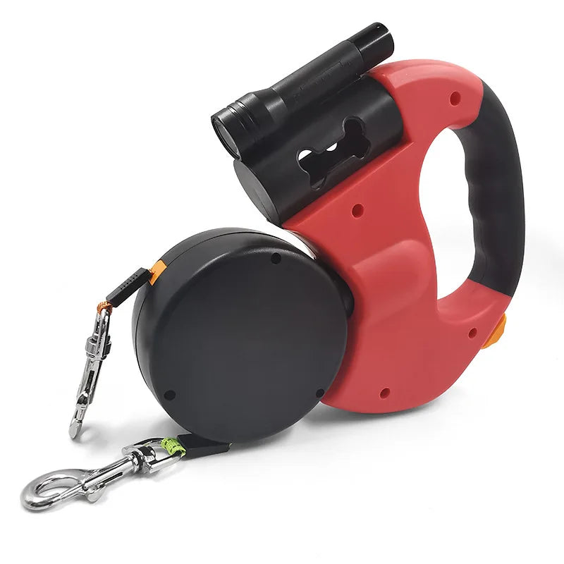 Premium 3M Retractable Double Dog Leash – Reflective 360° Swivel No-Tangle Lead with LED Lights for Small Dogs - BIG FRENCHIES