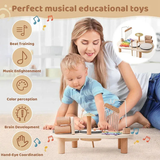 Wooden Montessori Baby Musical Toy Xylophone & Aeolian Bells - BIG FRENCHIES