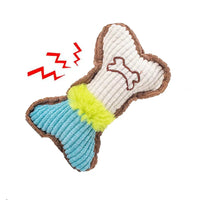 Dog Squeaky Toy - Plush Bone Chew Toy for Small & Medium Puppies