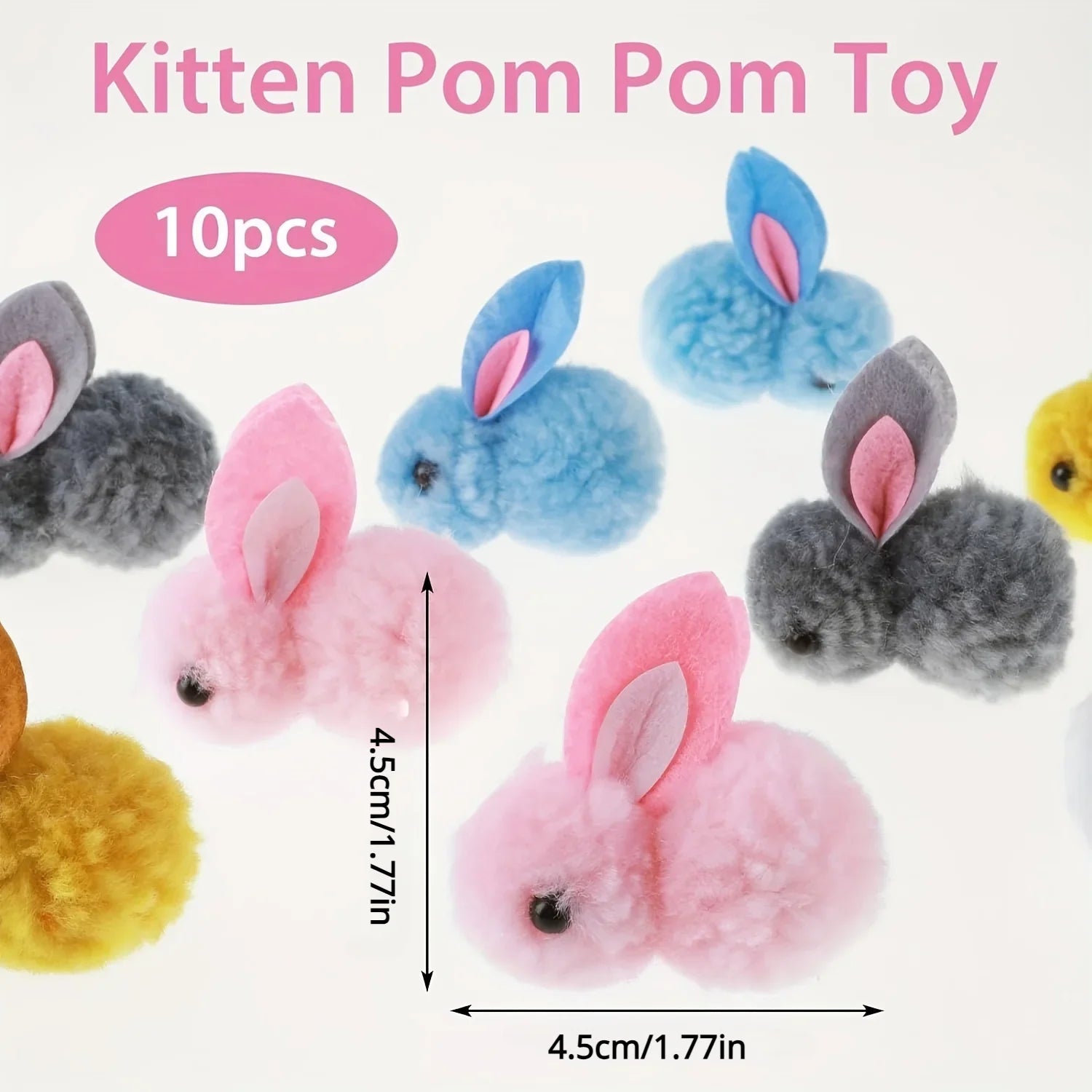 10pcs Plush Bunny Cat Toy Balls – Soft, Colorful & Interactive - BIG FRENCHIES