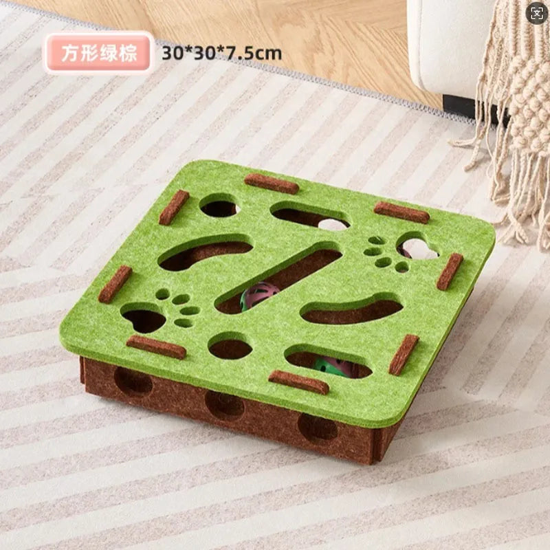 Cat Fun Box – Interactive Puzzle Toy for Indoor Cats, Scratching & Digging Activity Box with Bell Balls - BIG FRENCHIES