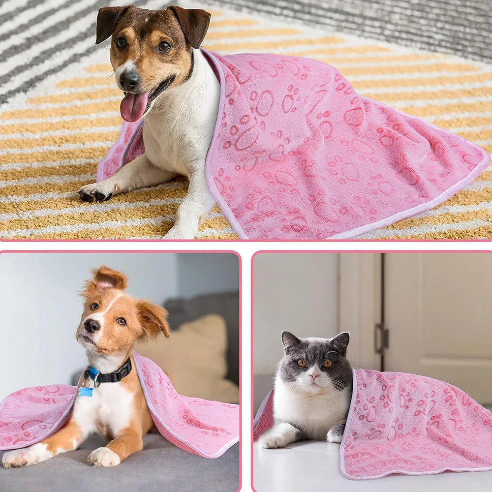 Soft Fluffy Pet Blanket – Cute Paw Print Warm Fleece Mat for Dogs & Cats - BIG FRENCHIES