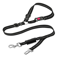 Adjustable Heavy-Duty Dog Car Seat Belt – Striped Nylon Safety Leash for Large Dogs - BIG FRENCHIES