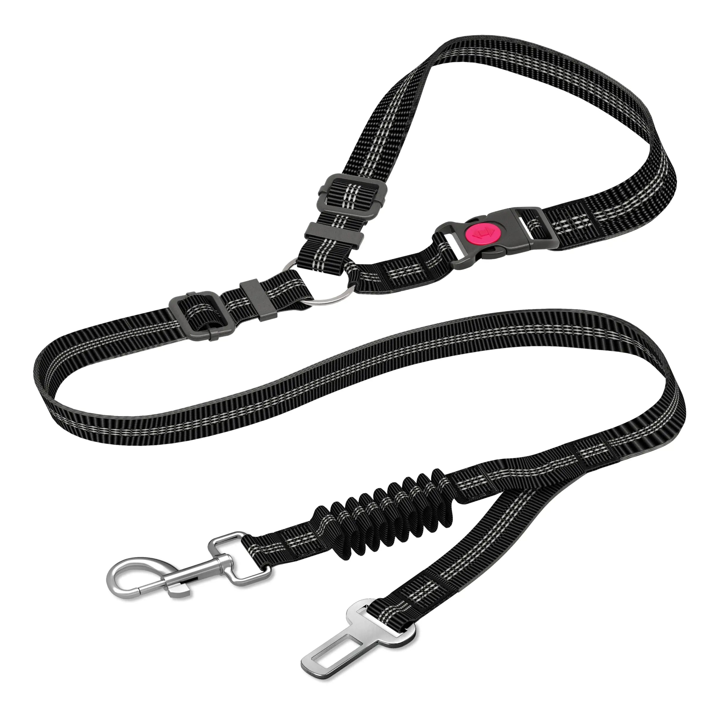 Adjustable Heavy-Duty Dog Car Seat Belt – Striped Nylon Safety Leash for Large Dogs - BIG FRENCHIES