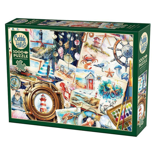 Seashore Sketchbook 1000 Piece Jigsaw Puzzle Cobble Hill - BIG FRENCHIES