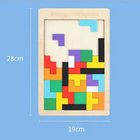 Wooden Blocks Puzzle Toy – Montessori 3D Tangram Brain Teasers - BIG FRENCHIES