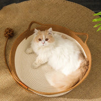 Handwoven Rattan Cat Bed – Cozy, Scratch-Resistant & Washable