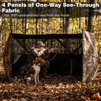 See-Through Hunting Blind Panel with Dog Door Pop up Waterflow Blind for 1-3 People