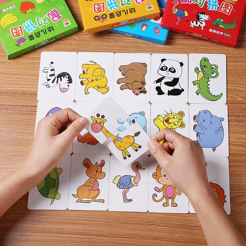 32Pcs Toddler Matching Cards – Montessori Animal & Shape Puzzle Set - BIG FRENCHIES