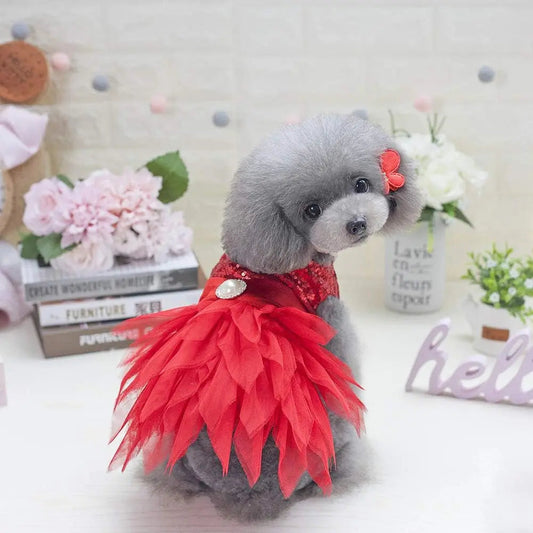 Sequin Bow Party Dress for Small Dogs Formal Dance Outfit All Sizes