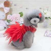 Sequin Bow Party Dress for Small Dogs Formal Dance Outfit All Sizes