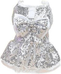 Sequin Bow Party Dress for Small Dogs Formal Dance Outfit All Sizes